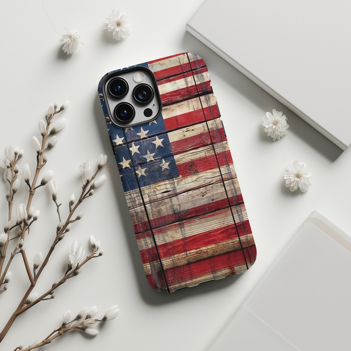 American Flag Rustic Wood iPhone MagSafe Case - Techy Treasures -