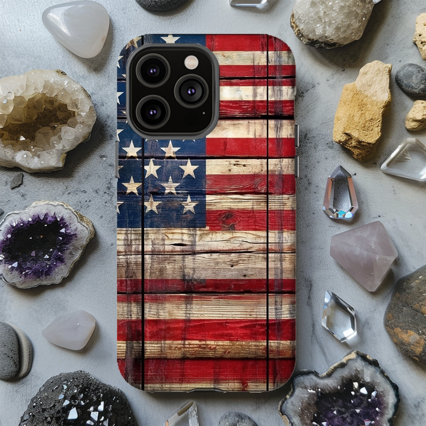 American Flag Rustic Wood iPhone MagSafe Case - Techy Treasures -