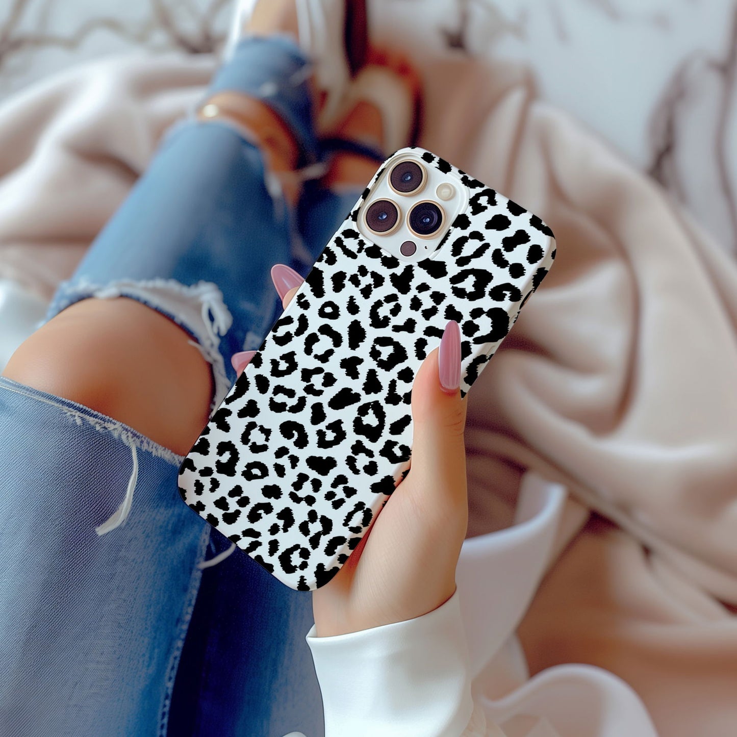 Black Meow Leopard Print Magsafe iPhone Case - Techy Treasures -