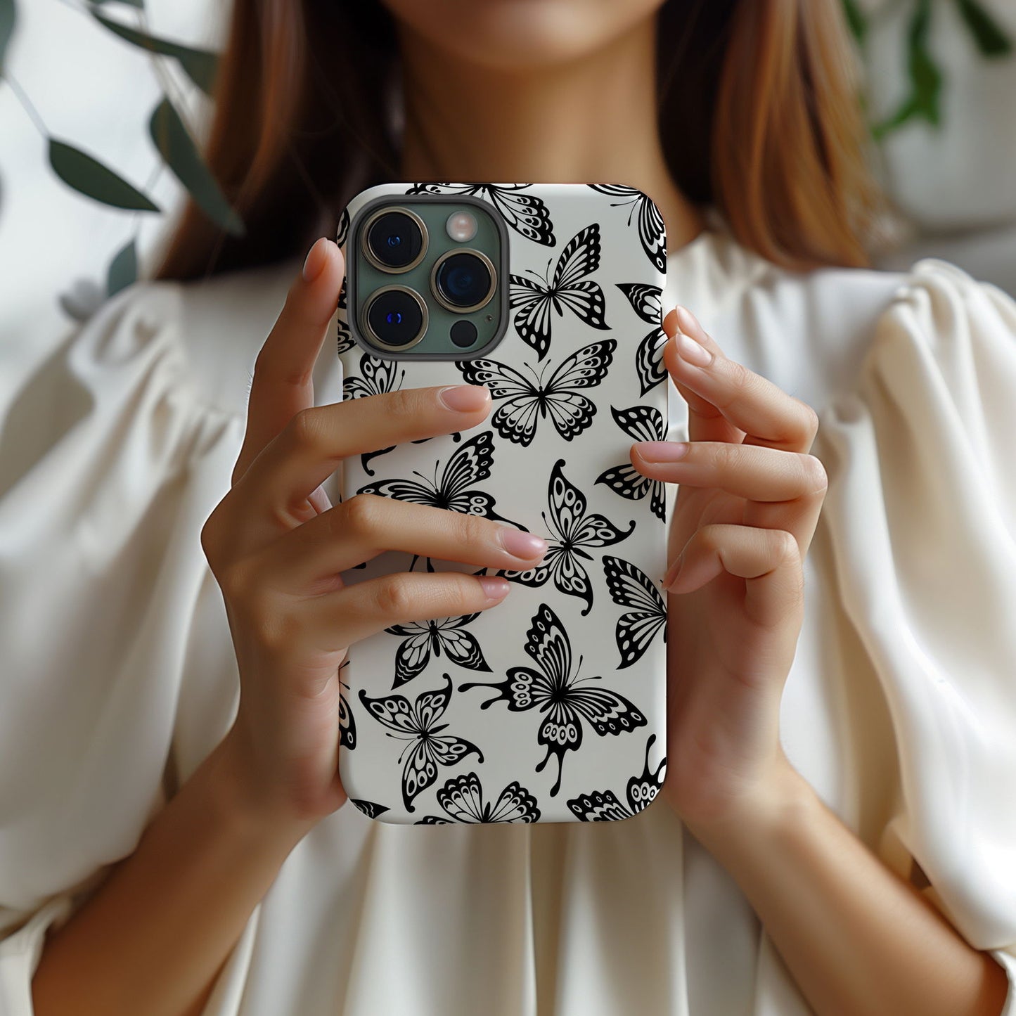 Black and White Butterfly Design MagSafe iPhone Case - Featuring an Array of Vibrant Butterflies, Combining Style and Functionality. - Techy Treasures -