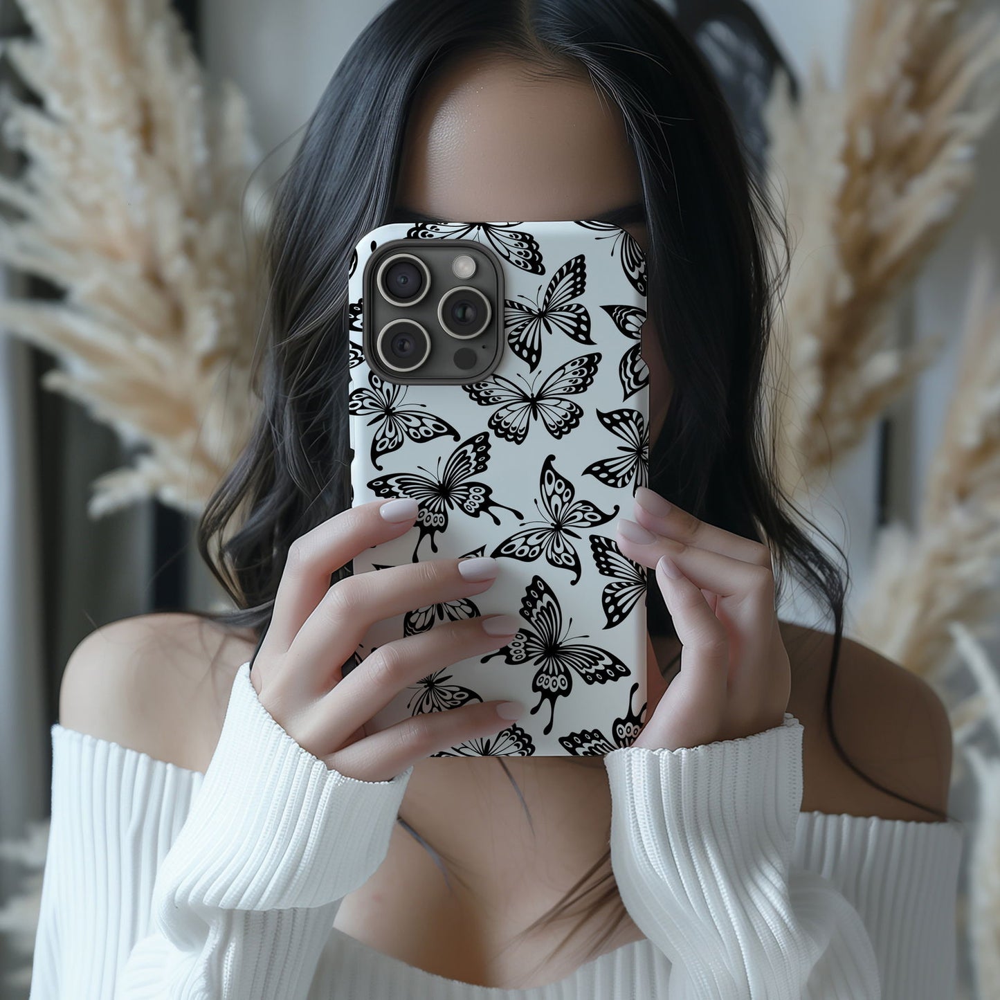 Black and White Butterfly Design MagSafe iPhone Case - Featuring an Array of Vibrant Butterflies, Combining Style and Functionality. - Techy Treasures -