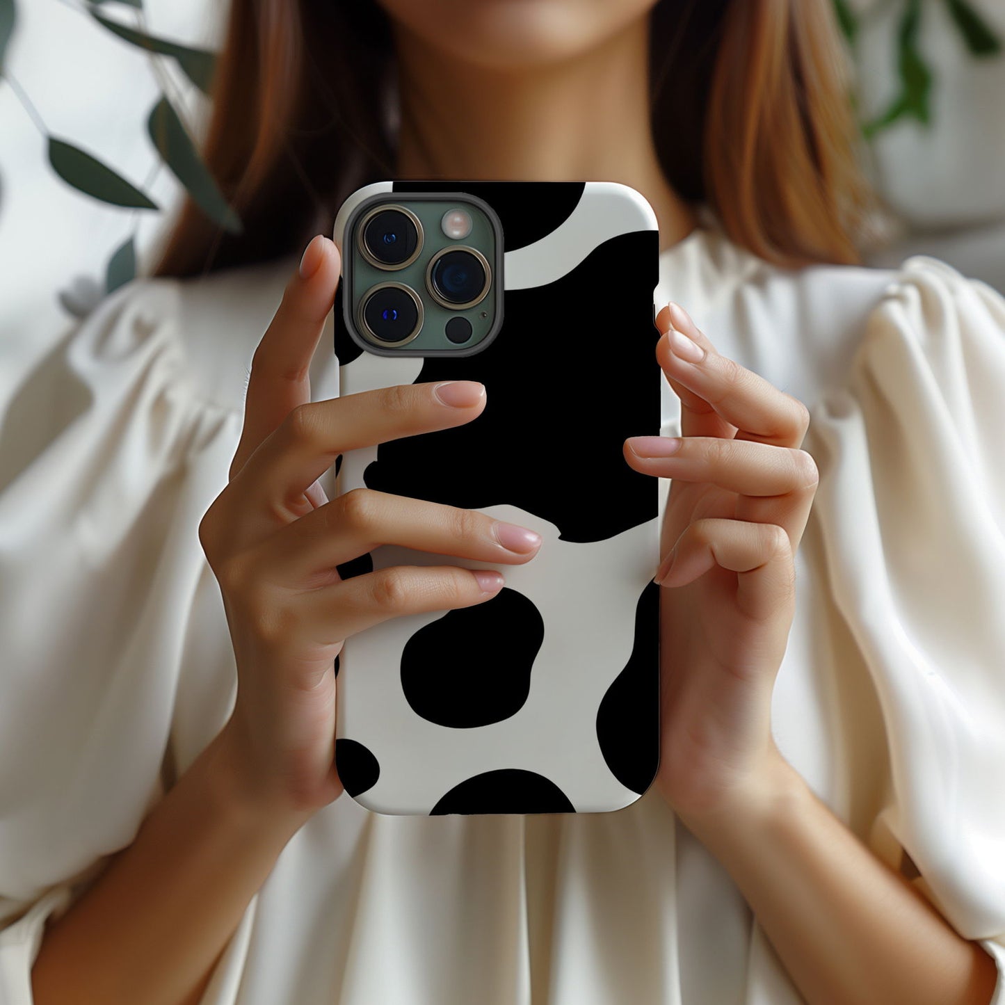 Black and White Cow Print Magsafe iPhone Case - Techy Treasures -
