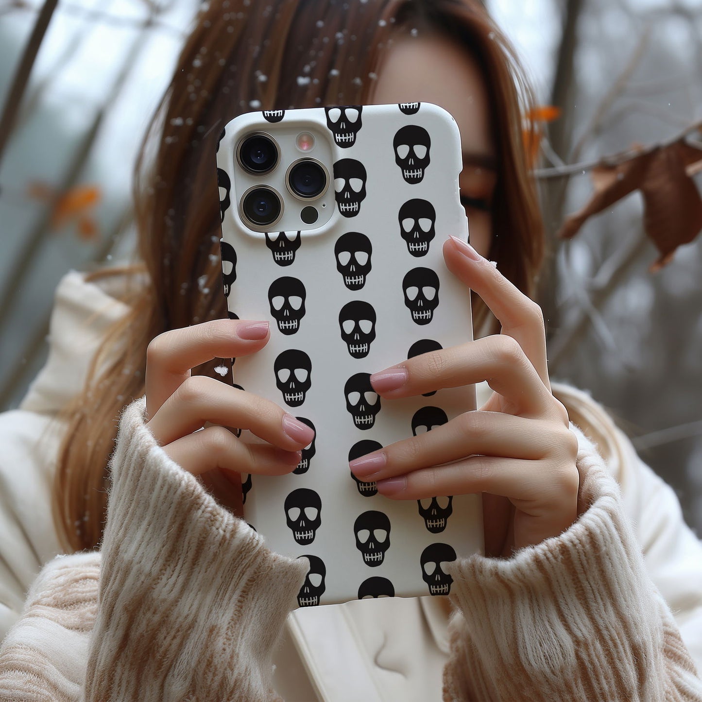 Black and White Skull Design MagSafe iPhone Case - Techy Treasures -