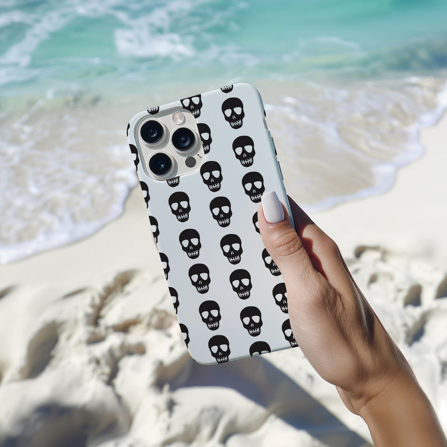 Black and White Skull Design MagSafe iPhone Case - Techy Treasures -