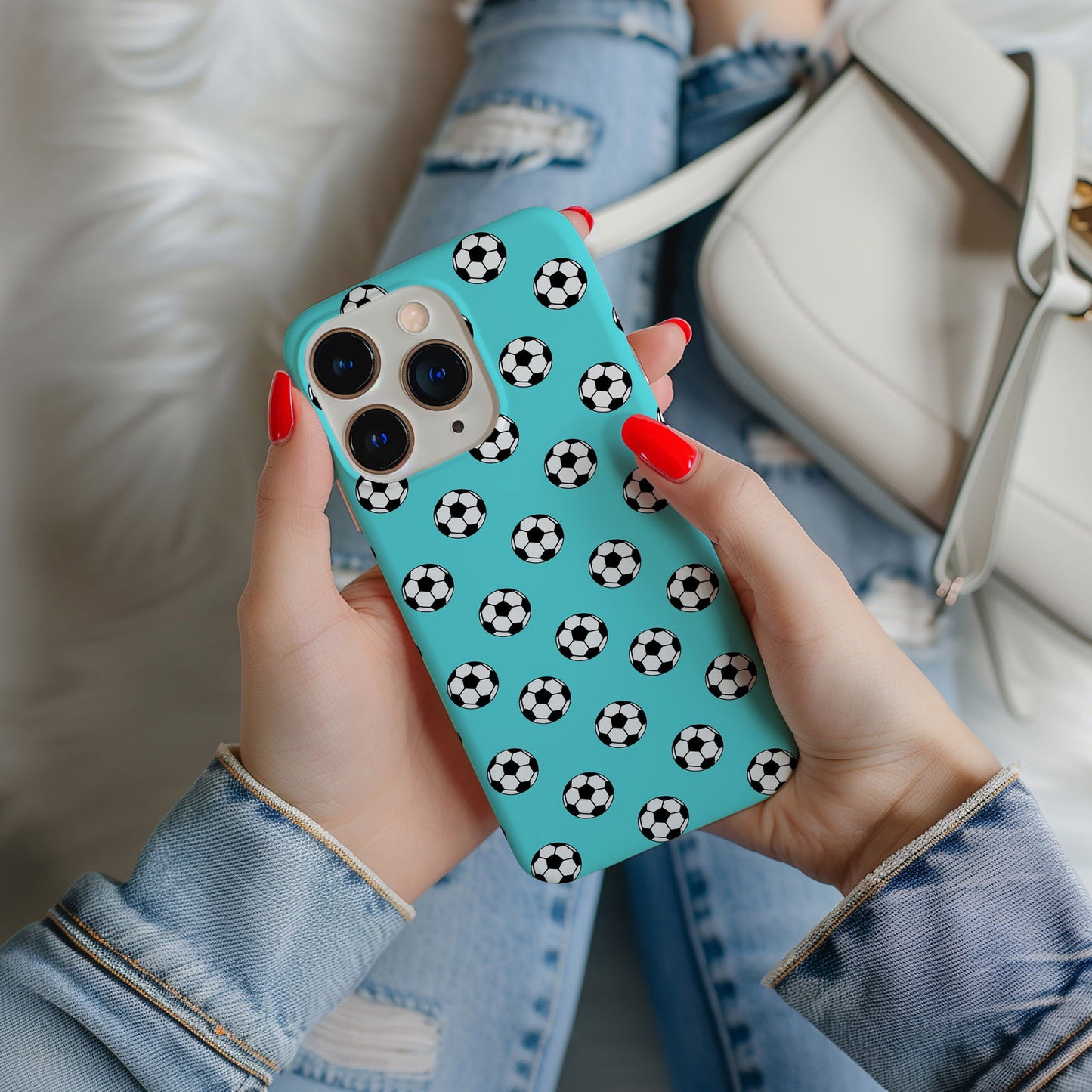 Blue Minimal Soccer Magsafe iPhone Case - Techy Treasures -