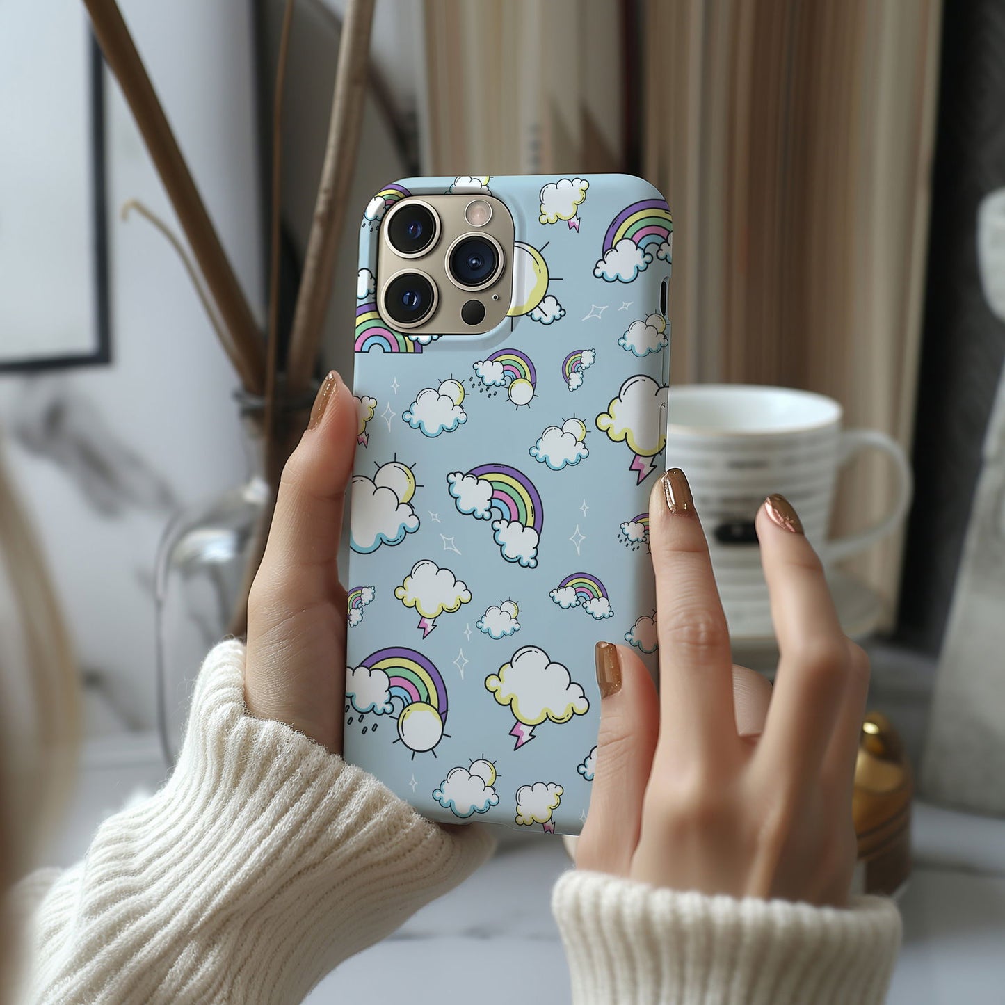 Blue Minimalist Rainbow Magsafe iPhone Case - Techy Treasures -