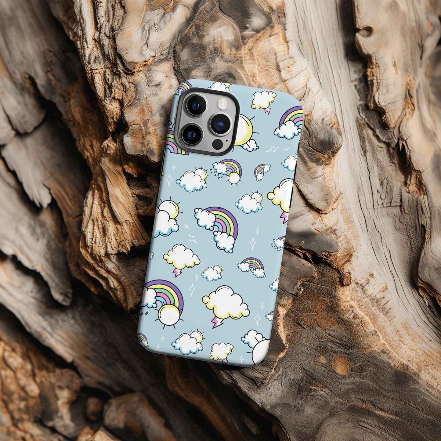 Blue Minimalist Rainbow Magsafe iPhone Case - Techy Treasures -