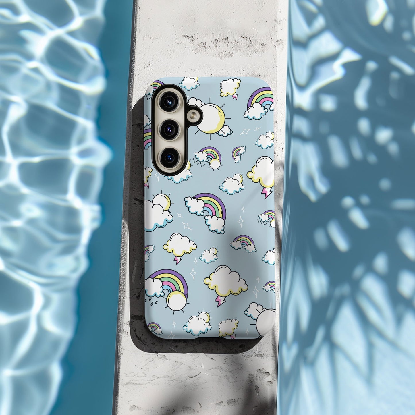 Blue Minimalist Rainbow Magsafe iPhone Case - Techy Treasures -