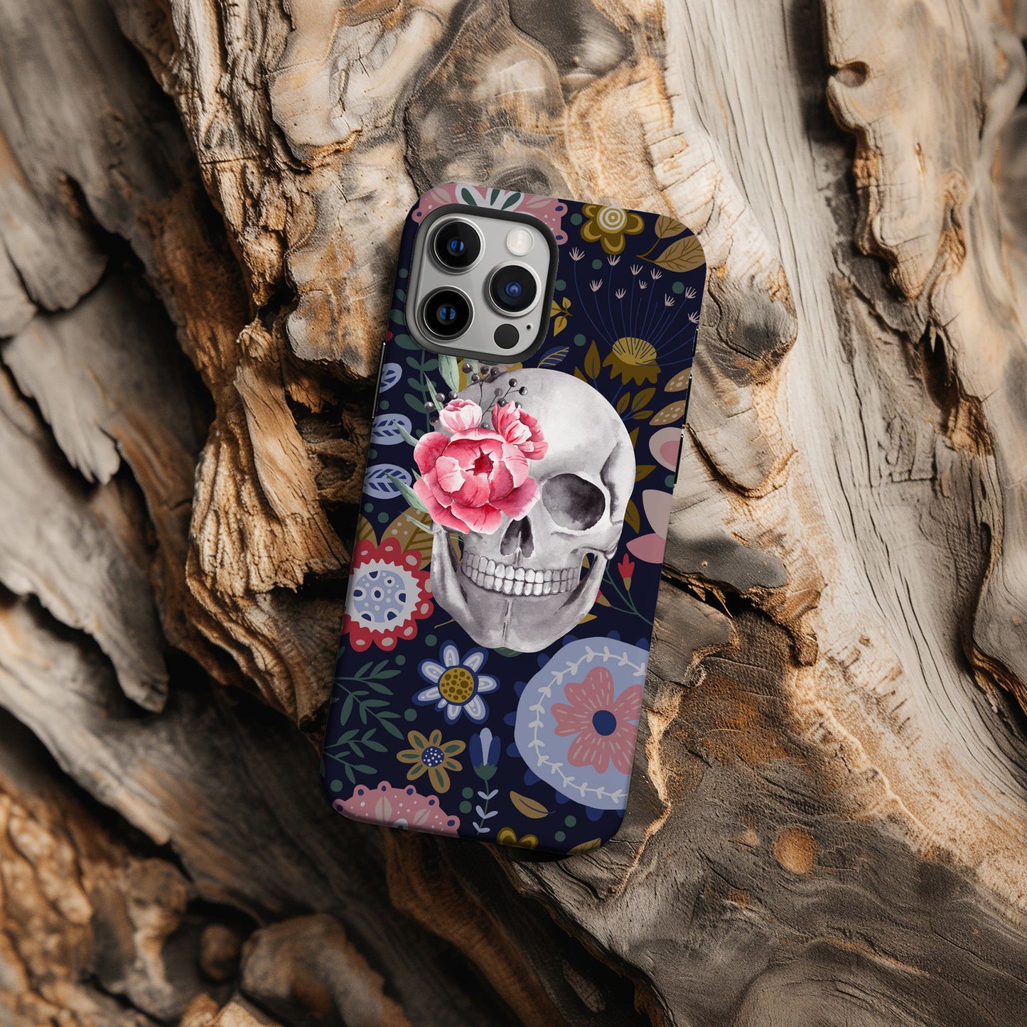 Floral Skull Magsafe iPhone Case - Techy Treasures -
