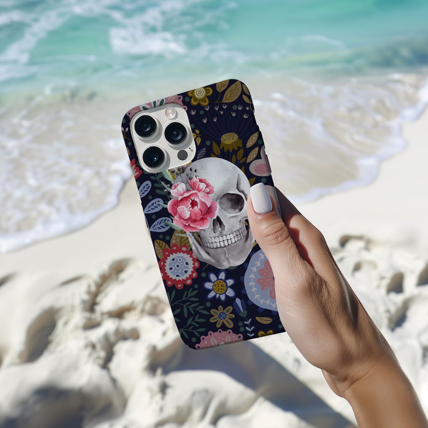 Floral Skull Magsafe iPhone Case - Techy Treasures -