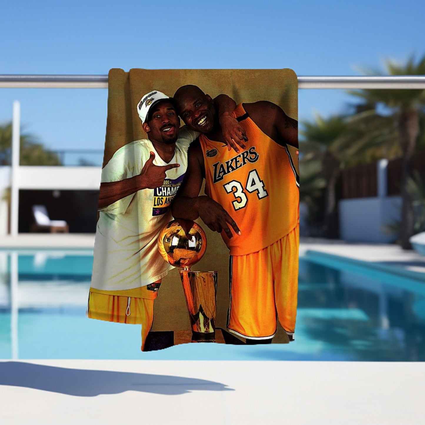 Kobe & Shaq Towel, Absorbent Beach Towel, Legendary Kobe Custom Laker Fan Gift - Techy Treasures -
