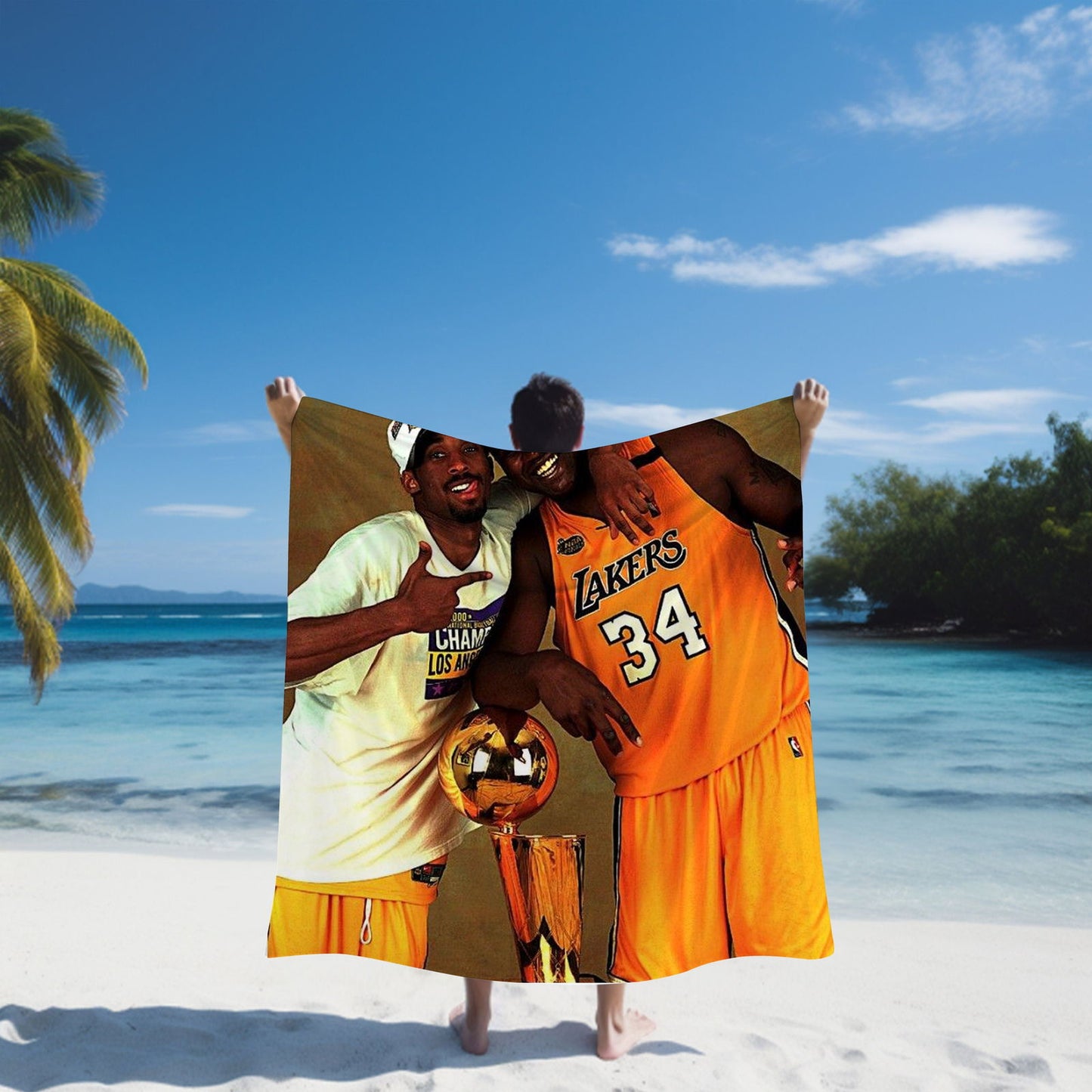 Kobe & Shaq Towel, Absorbent Beach Towel, Legendary Kobe Custom Laker Fan Gift - Techy Treasures -