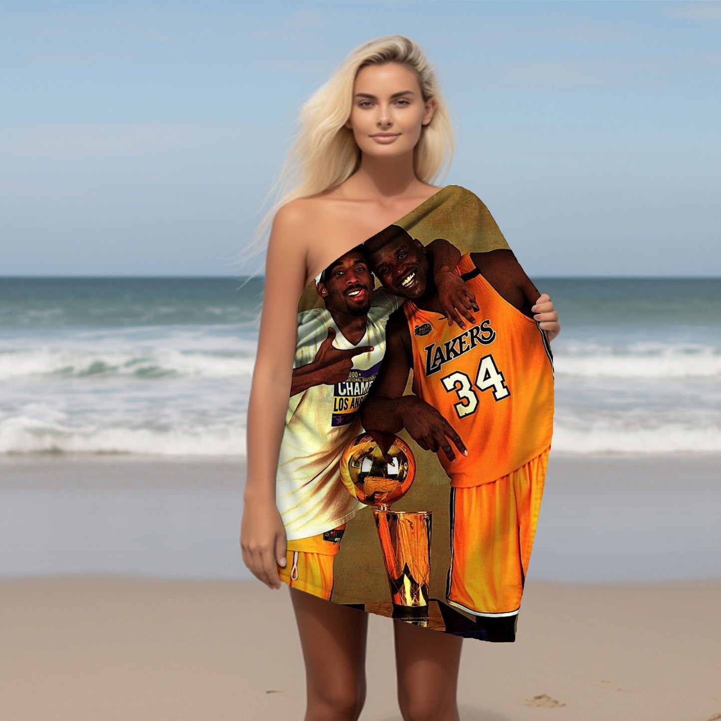 Kobe & Shaq Towel, Absorbent Beach Towel, Legendary Kobe Custom Laker Fan Gift - Techy Treasures -