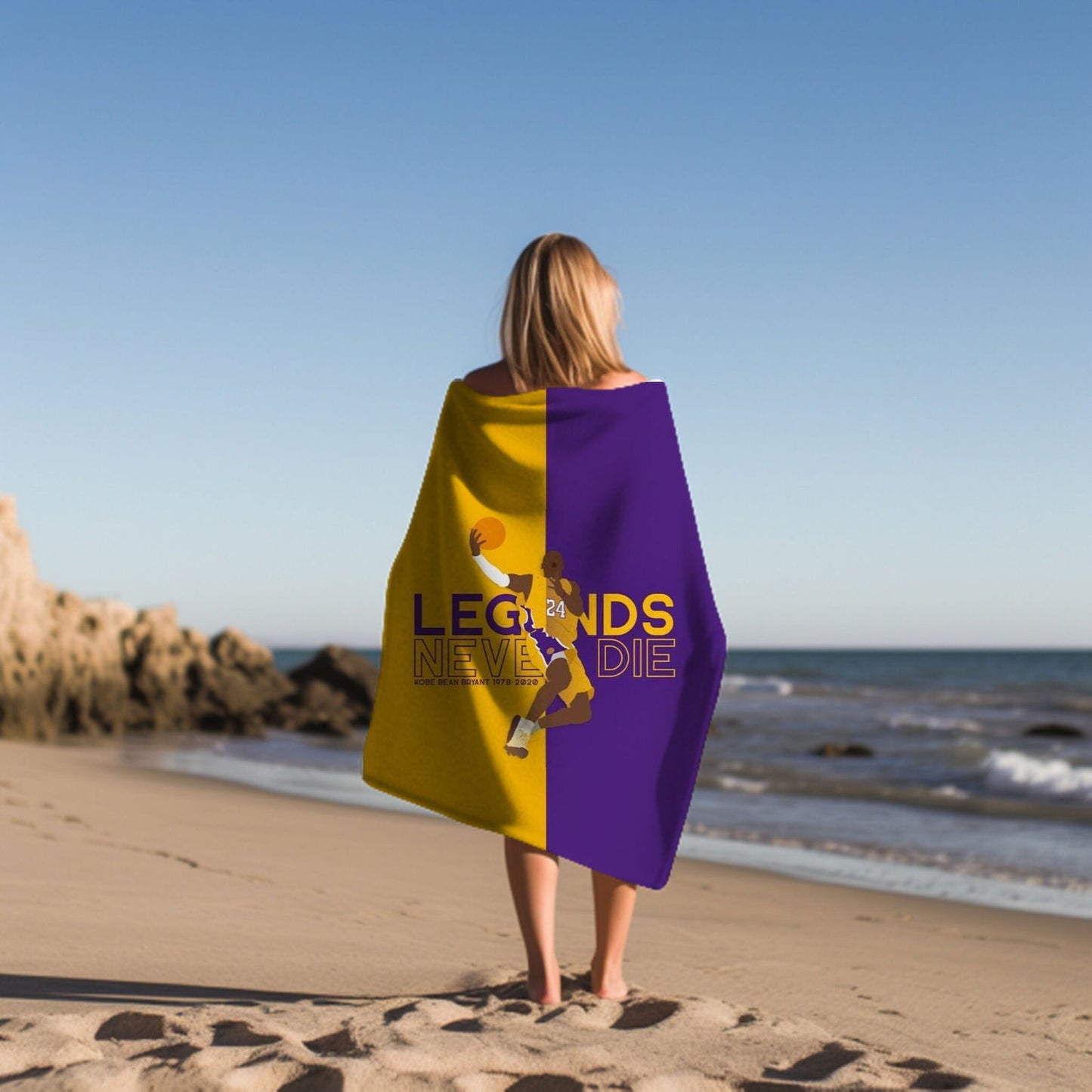 Kobe Towel, Absorbent Beach Towel, Laker Fan Gift - Techy Treasures -