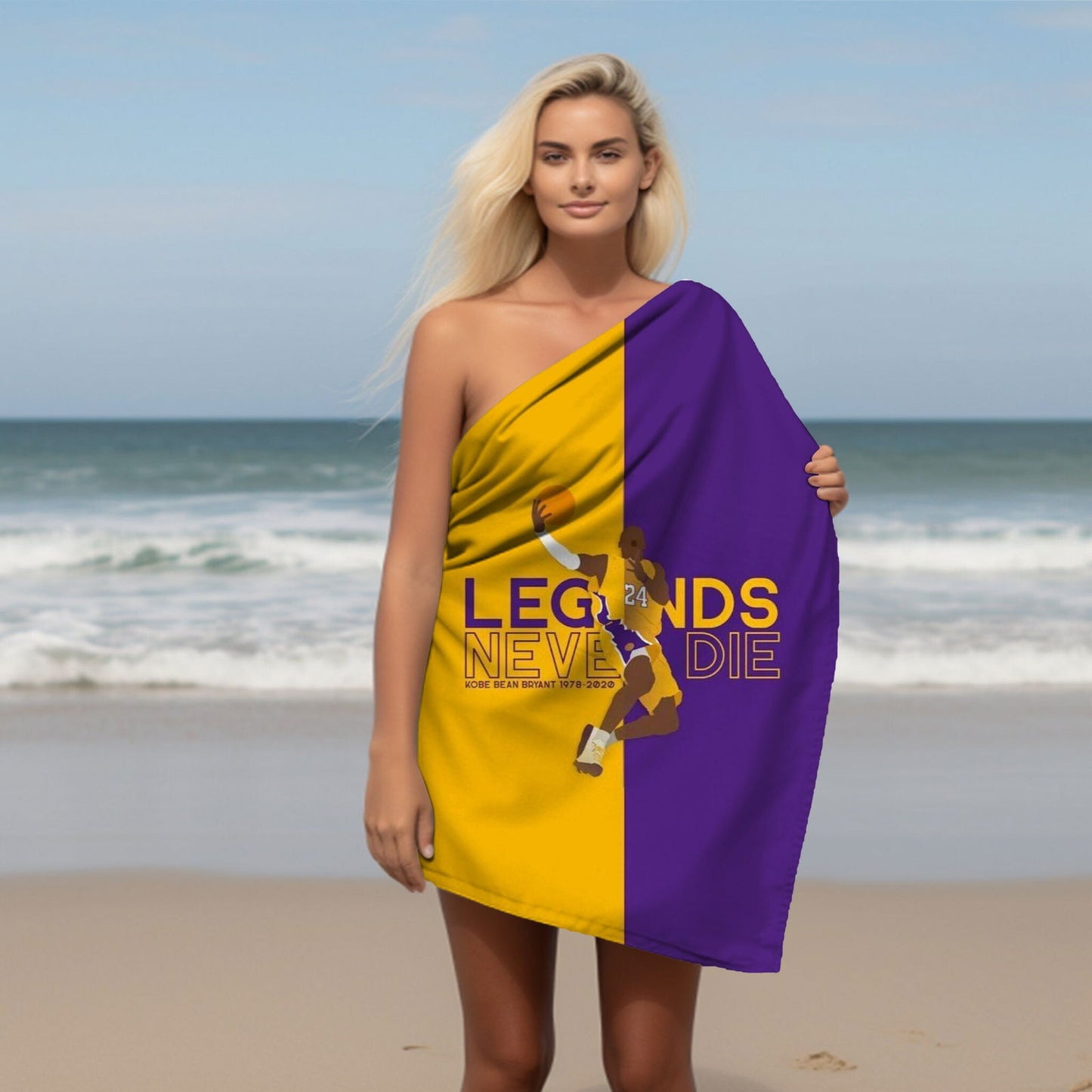 Kobe Towel, Absorbent Beach Towel, Laker Fan Gift - Techy Treasures -