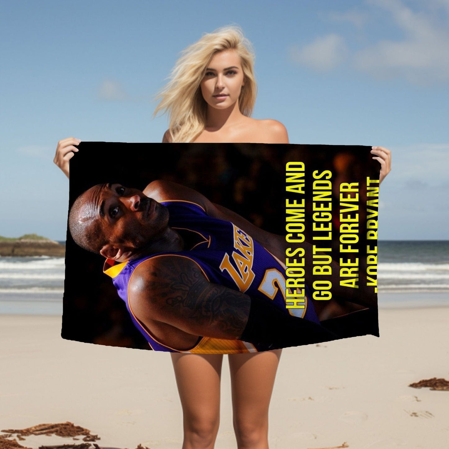 Kobe Towel, Absorbent Beach Towel, Laker Fan Gift - Techy Treasures -