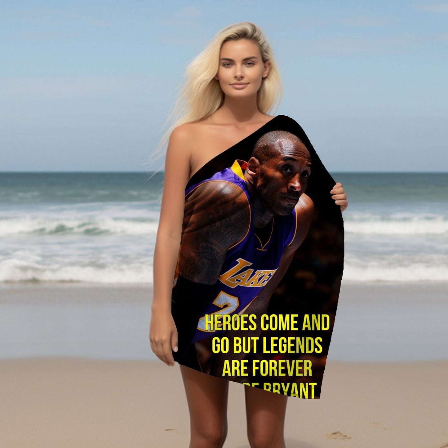Kobe Towel, Absorbent Beach Towel, Laker Fan Gift - Techy Treasures -