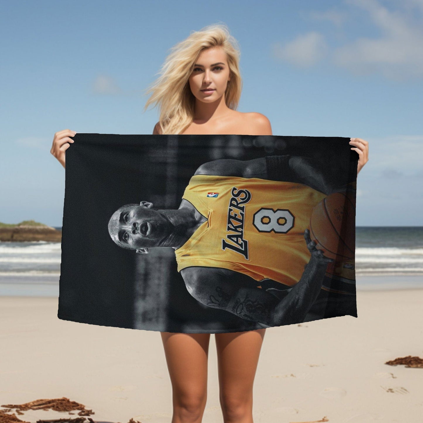 Kobe Towel, Absorbent Beach Towel, Laker Fan Gift - Techy Treasures -