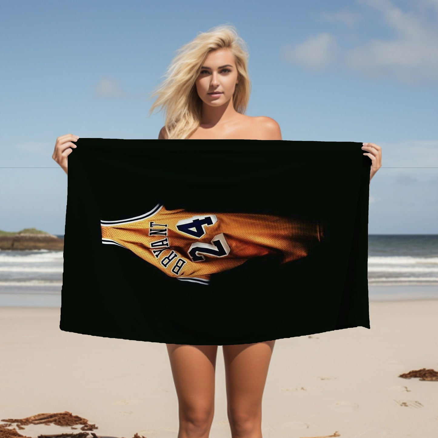 Kobe Towel, Absorbent Beach Towel, Legendary Kobe Custom Laker Fan Gift - Techy Treasures -