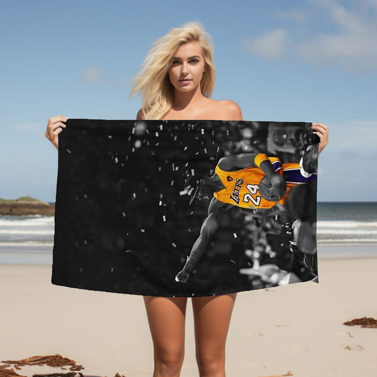 Kobe Towel, Absorbent Beach Towel, Legendary Kobe Custom Laker Fan Gift - Techy Treasures -