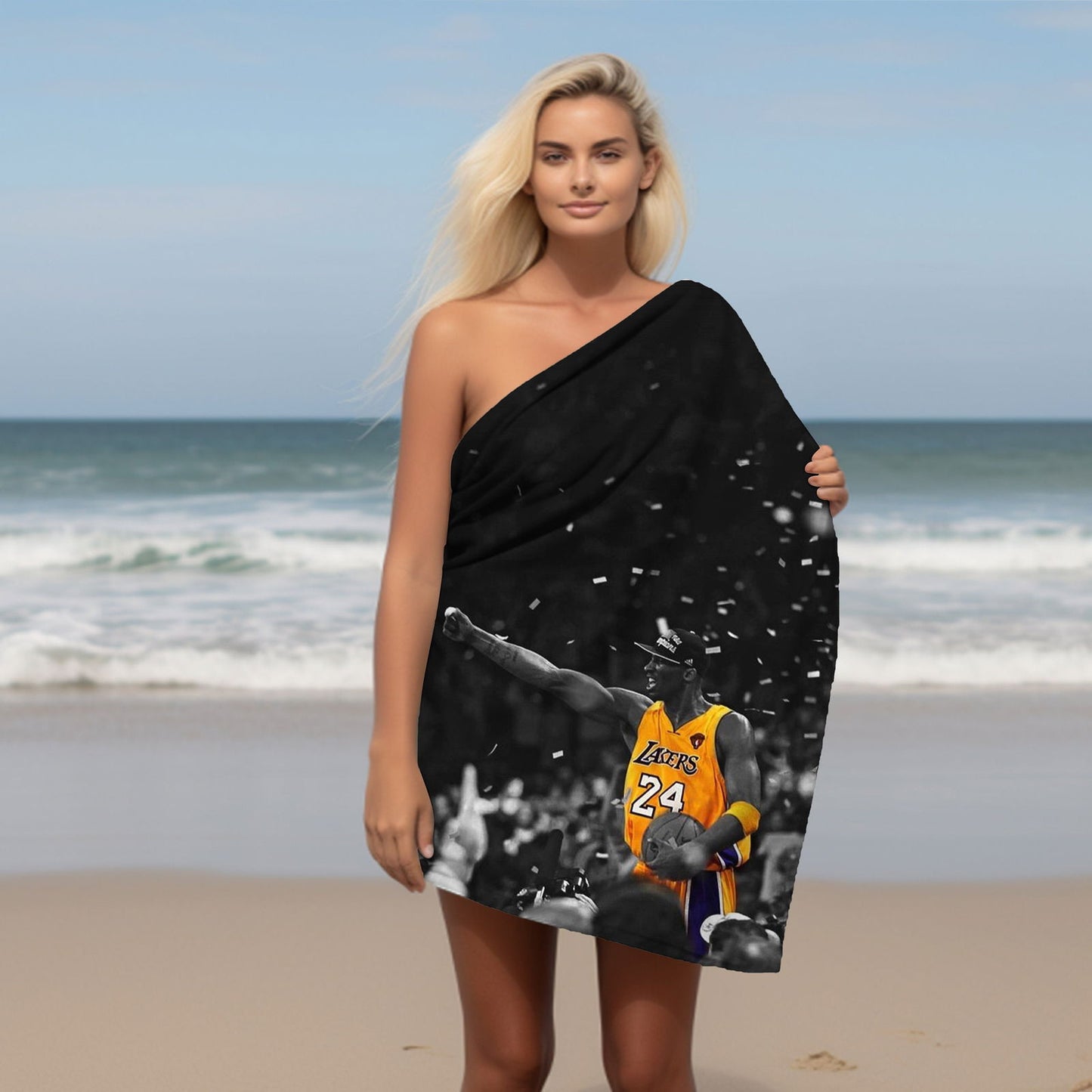 Kobe Towel, Absorbent Beach Towel, Legendary Kobe Custom Laker Fan Gift - Techy Treasures -