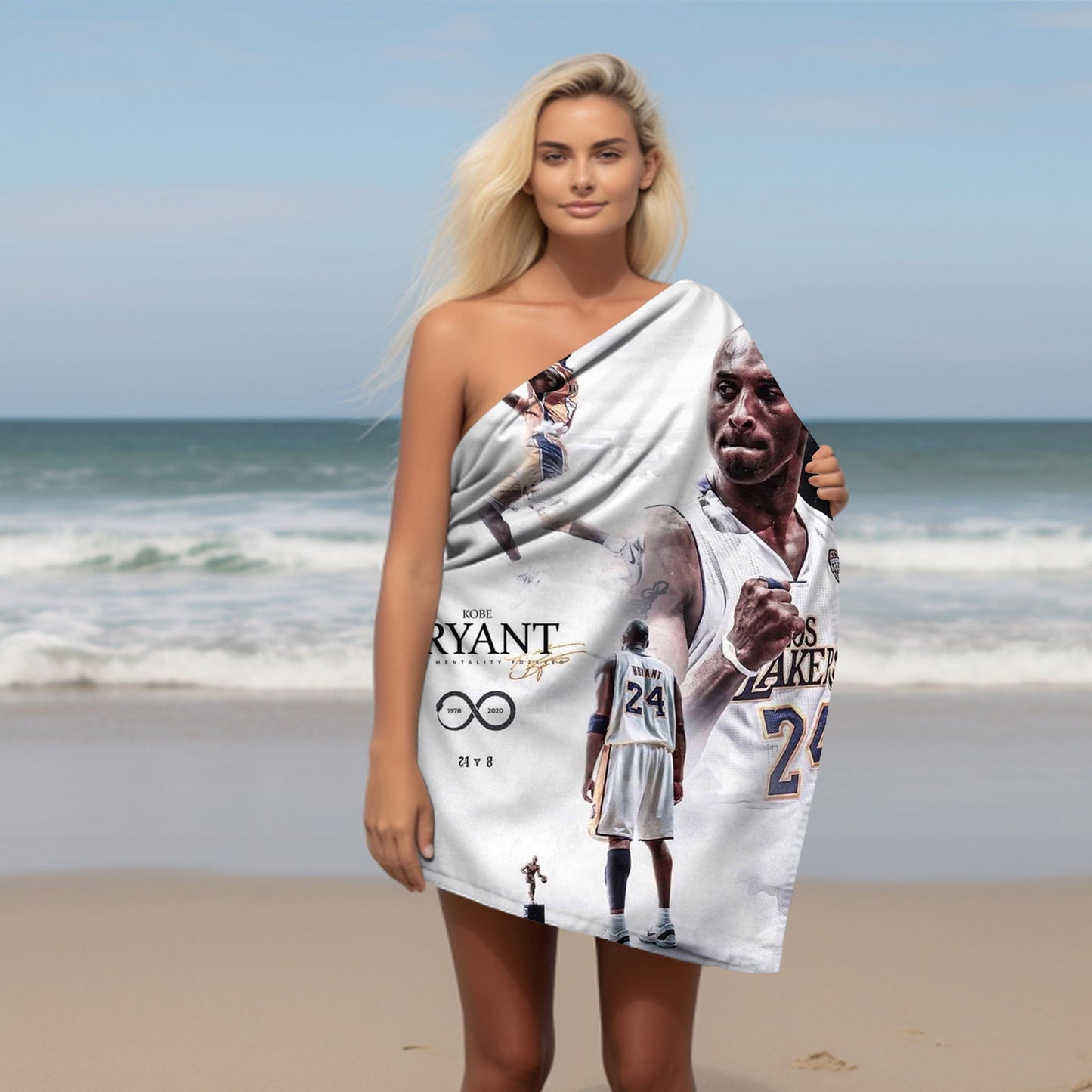 Kobe Towel, Absorbent Beach Towel, Legendary Kobe Custom Laker Fan Gift - Techy Treasures -