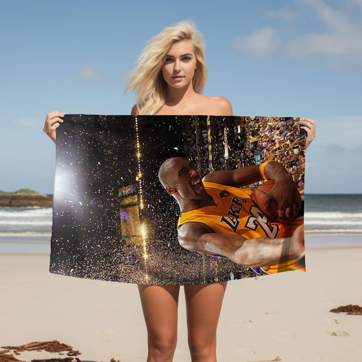 Kobe Towel, Absorbent Beach Towel, Legendary Kobe Custom Laker Fan Gift - Techy Treasures -