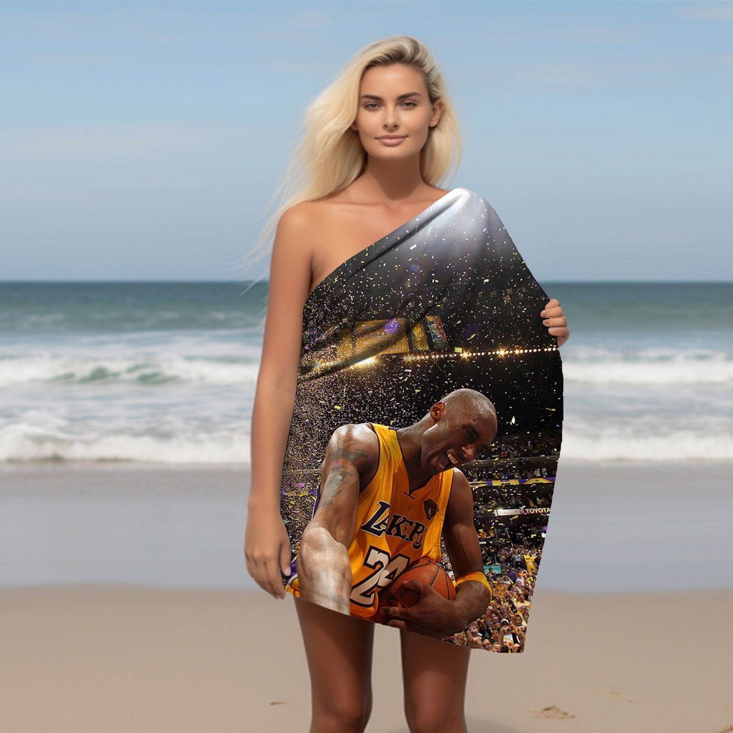 Kobe Towel, Absorbent Beach Towel, Legendary Kobe Custom Laker Fan Gift - Techy Treasures -