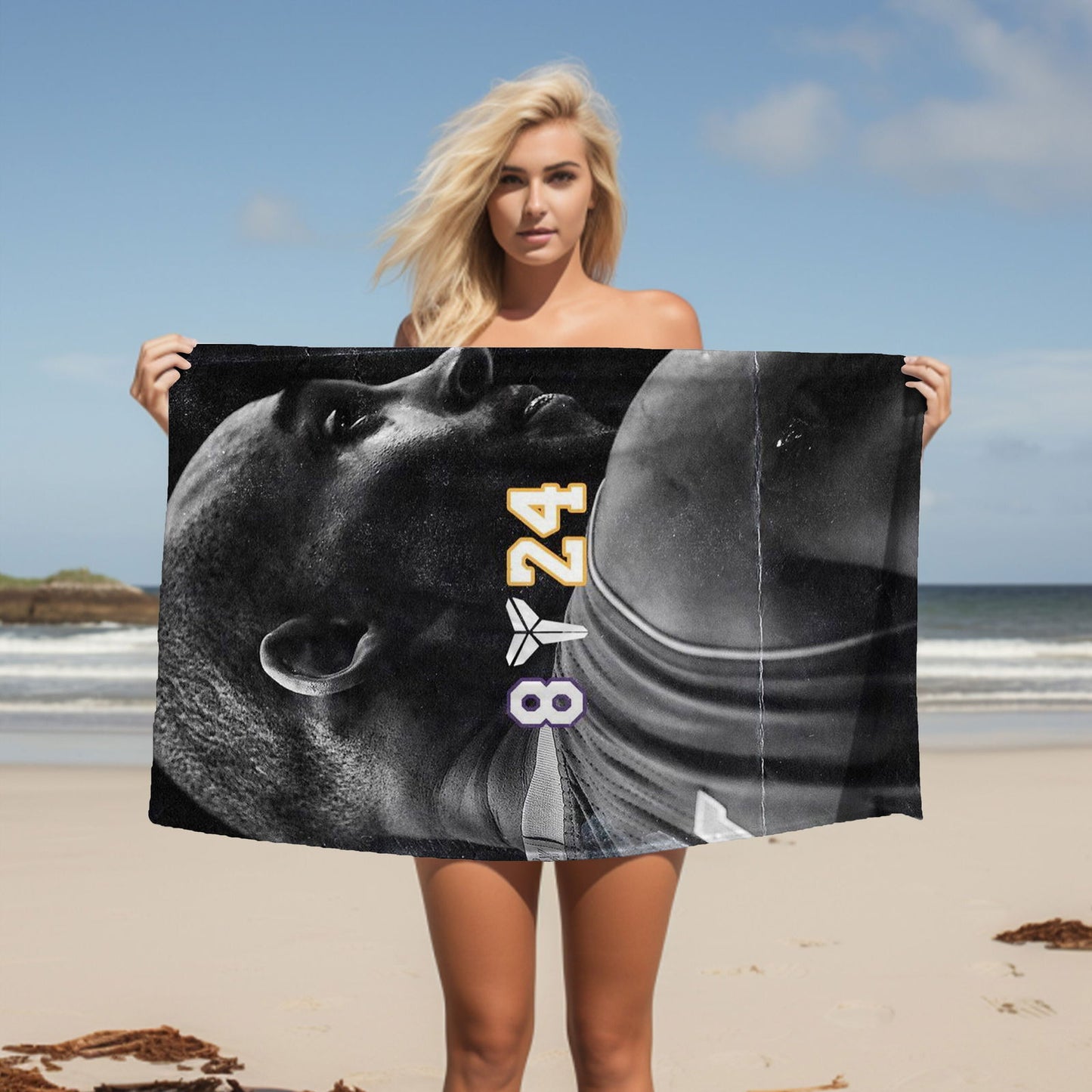 Kobe Towel, Absorbent Beach Towel, Legendary Kobe Custom Laker Fan Gift - Techy Treasures -