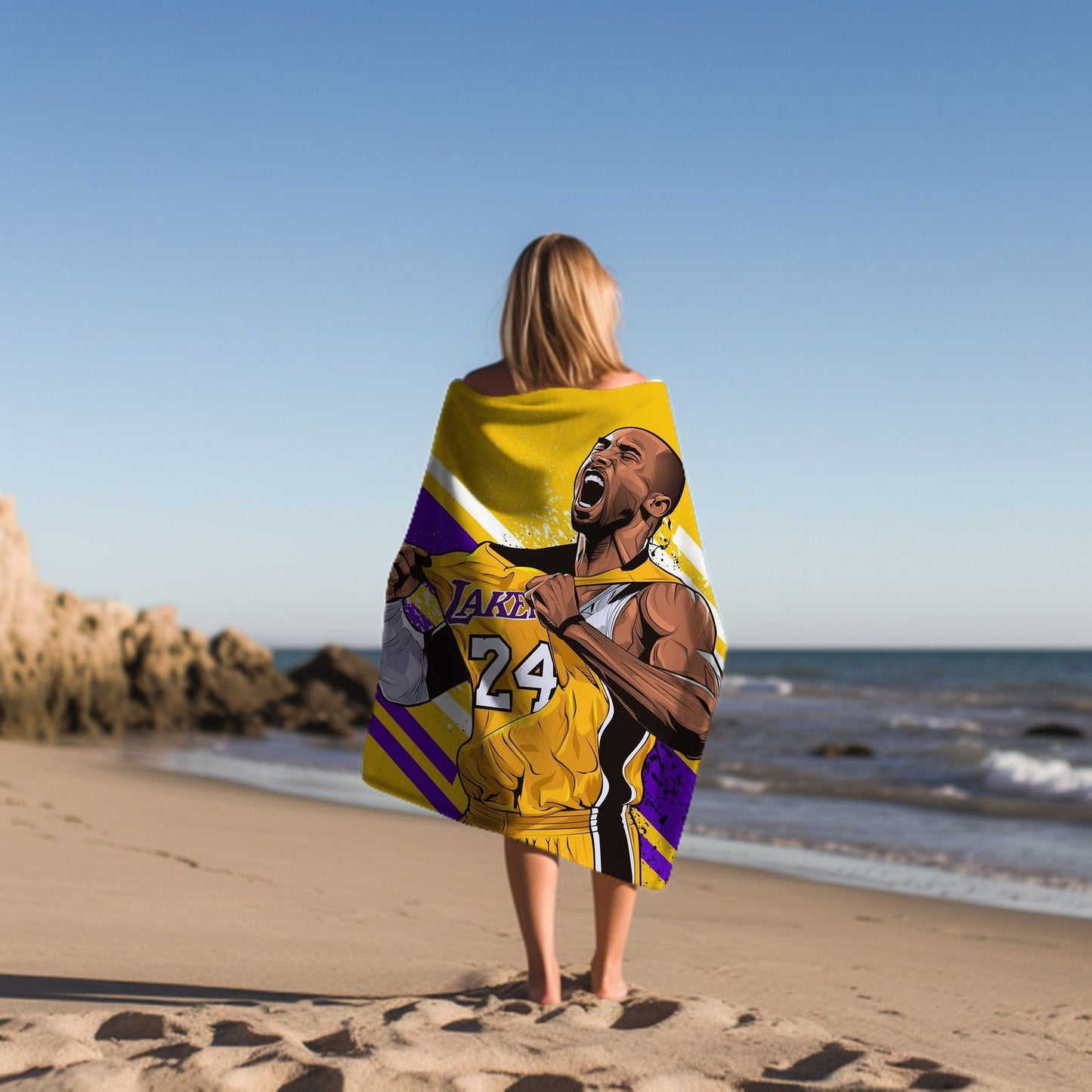 Kobe Towel, Absorbent Beach Towel, Legendary Kobe Custom Laker Fan Gift - Techy Treasures -