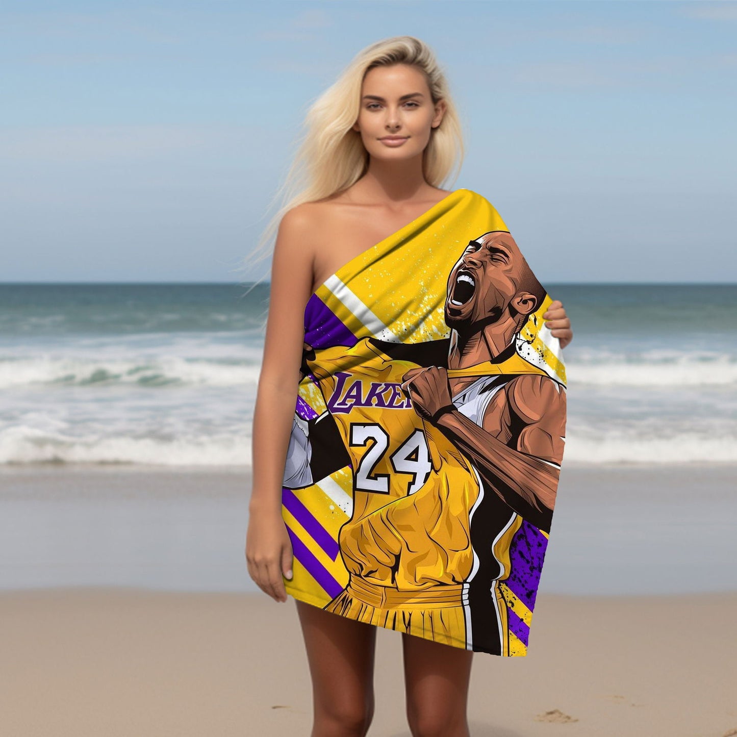 Kobe Towel, Absorbent Beach Towel, Legendary Kobe Custom Laker Fan Gift - Techy Treasures -