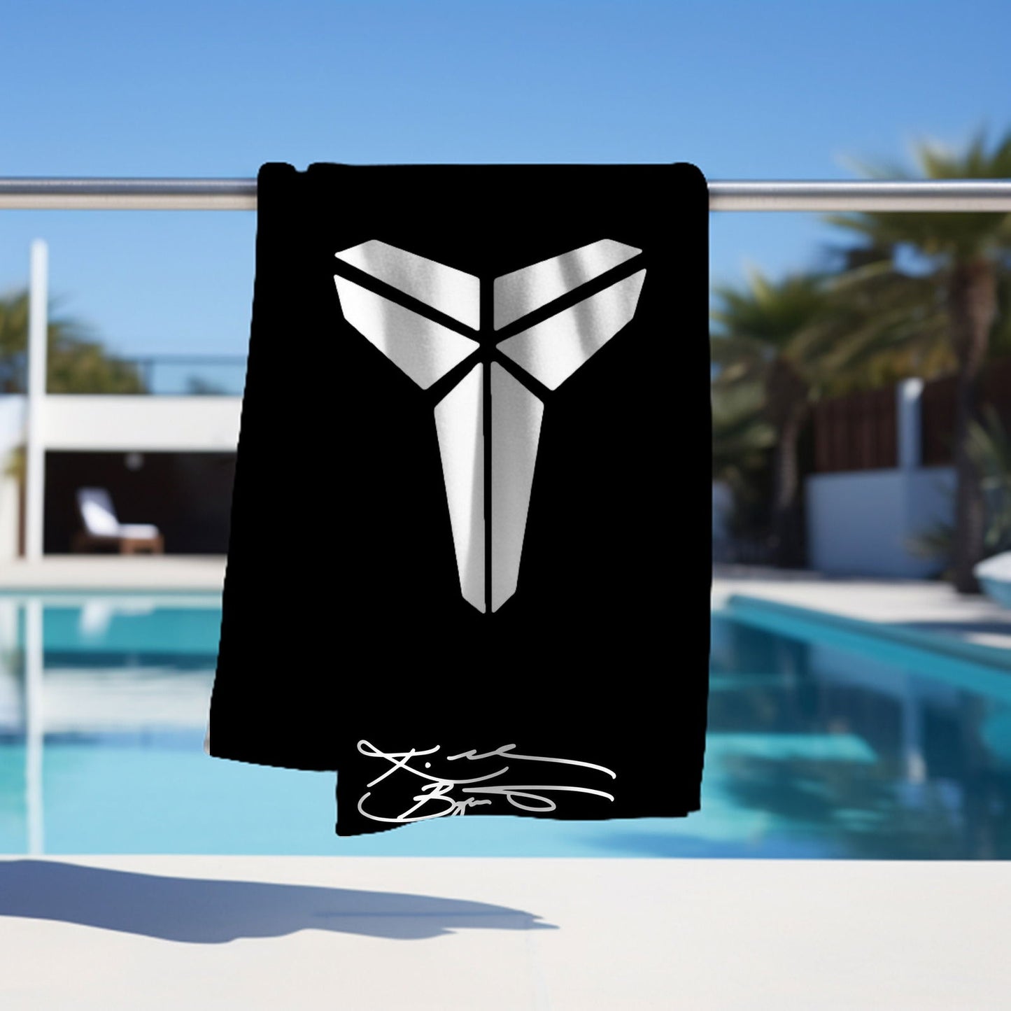Kobe Towel, Mamba Logo and Autograph Absorbent Beach Towel, Legendary Kobe Custom Laker Fan Gift - Techy Treasures -