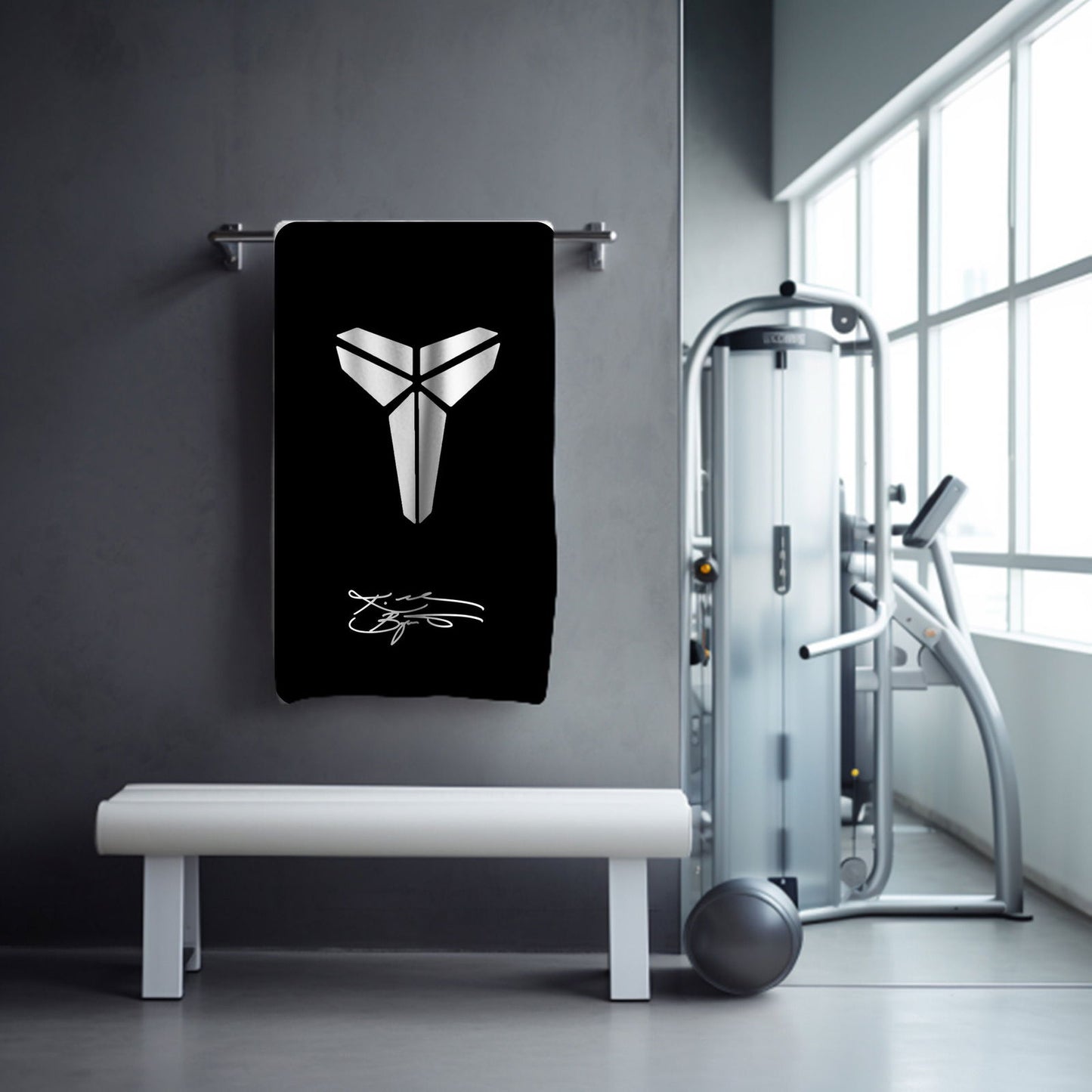 Kobe Towel, Mamba Logo and Autograph Absorbent Beach Towel, Legendary Kobe Custom Laker Fan Gift - Techy Treasures -