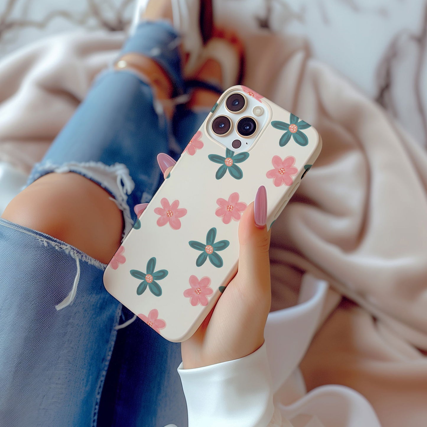 Pink Floral Magsafe iPhone Case - Techy Treasures -