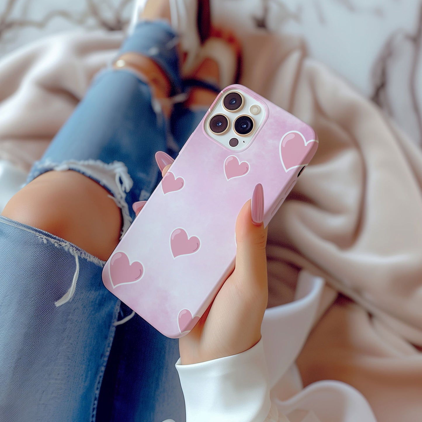 Pink Hearts on Pink Magsafe iPhone Case - Techy Treasures -