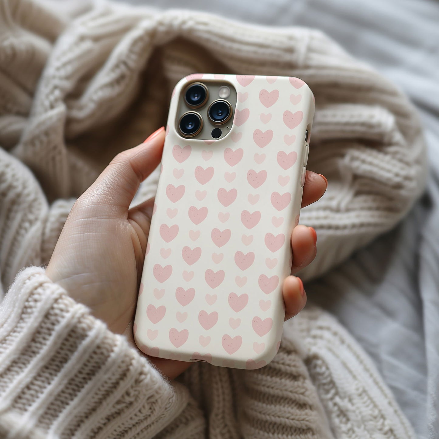 Pink Hearts on White Magsafe iPhone Case - Techy Treasures -