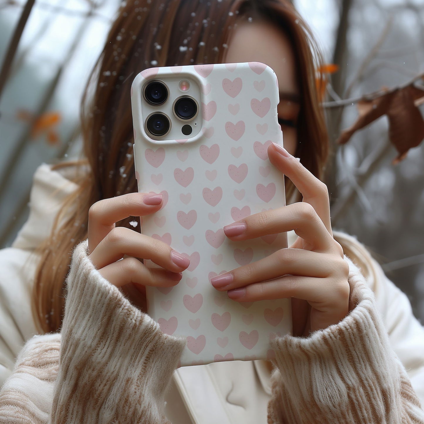 Pink Hearts on White Magsafe iPhone Case - Techy Treasures -