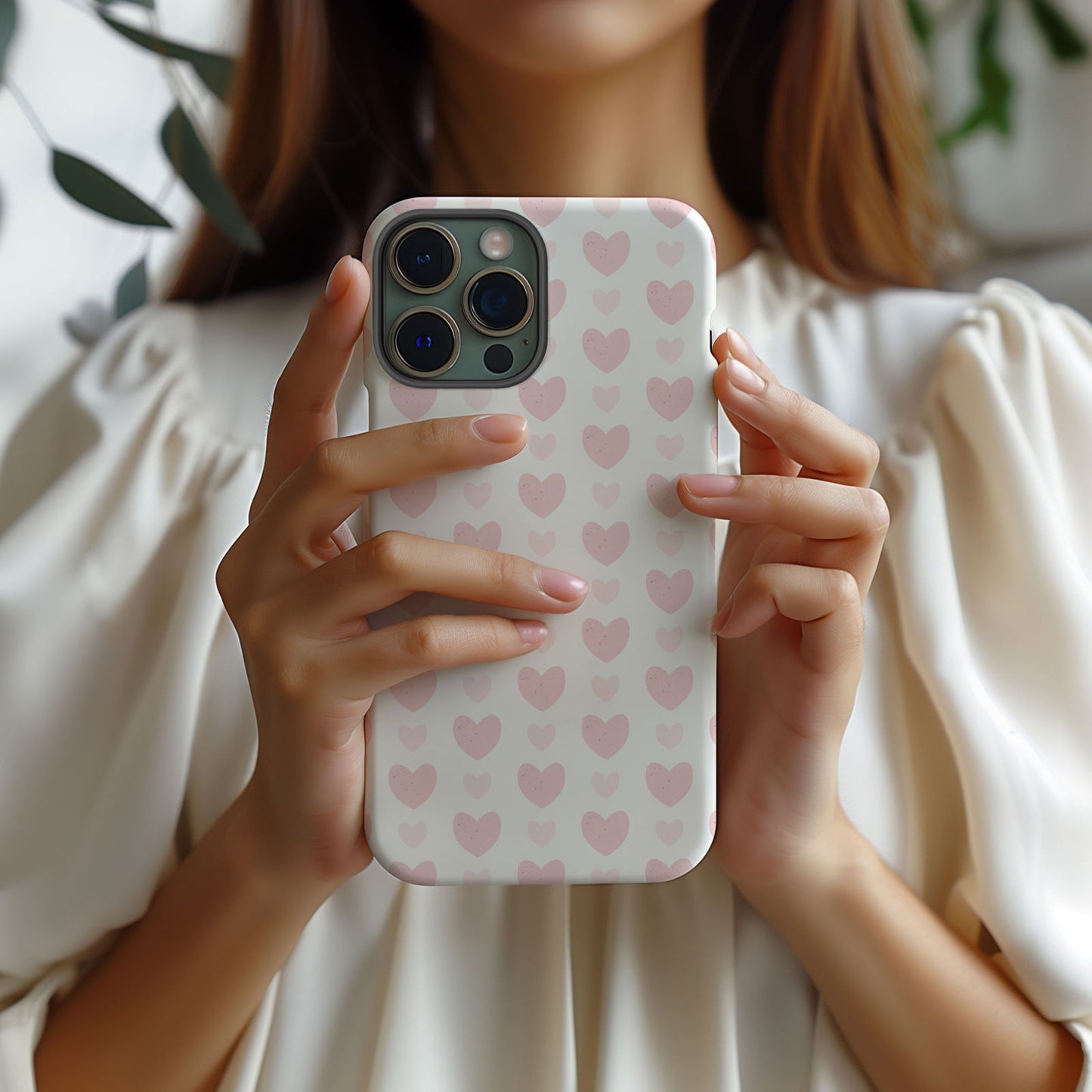 Pink Hearts on White Magsafe iPhone Case - Techy Treasures -