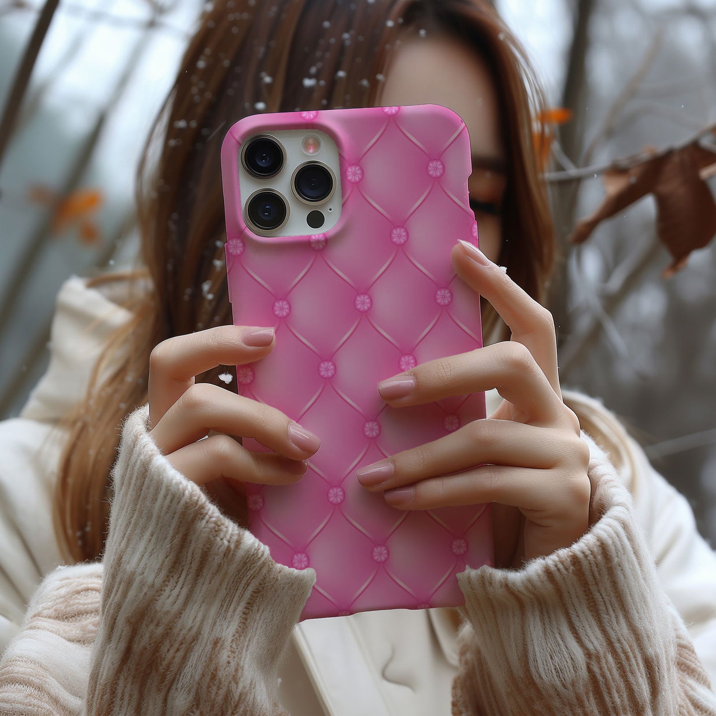 Pink Quilted Leather Magsafe iPhone Case - Techy Treasures -