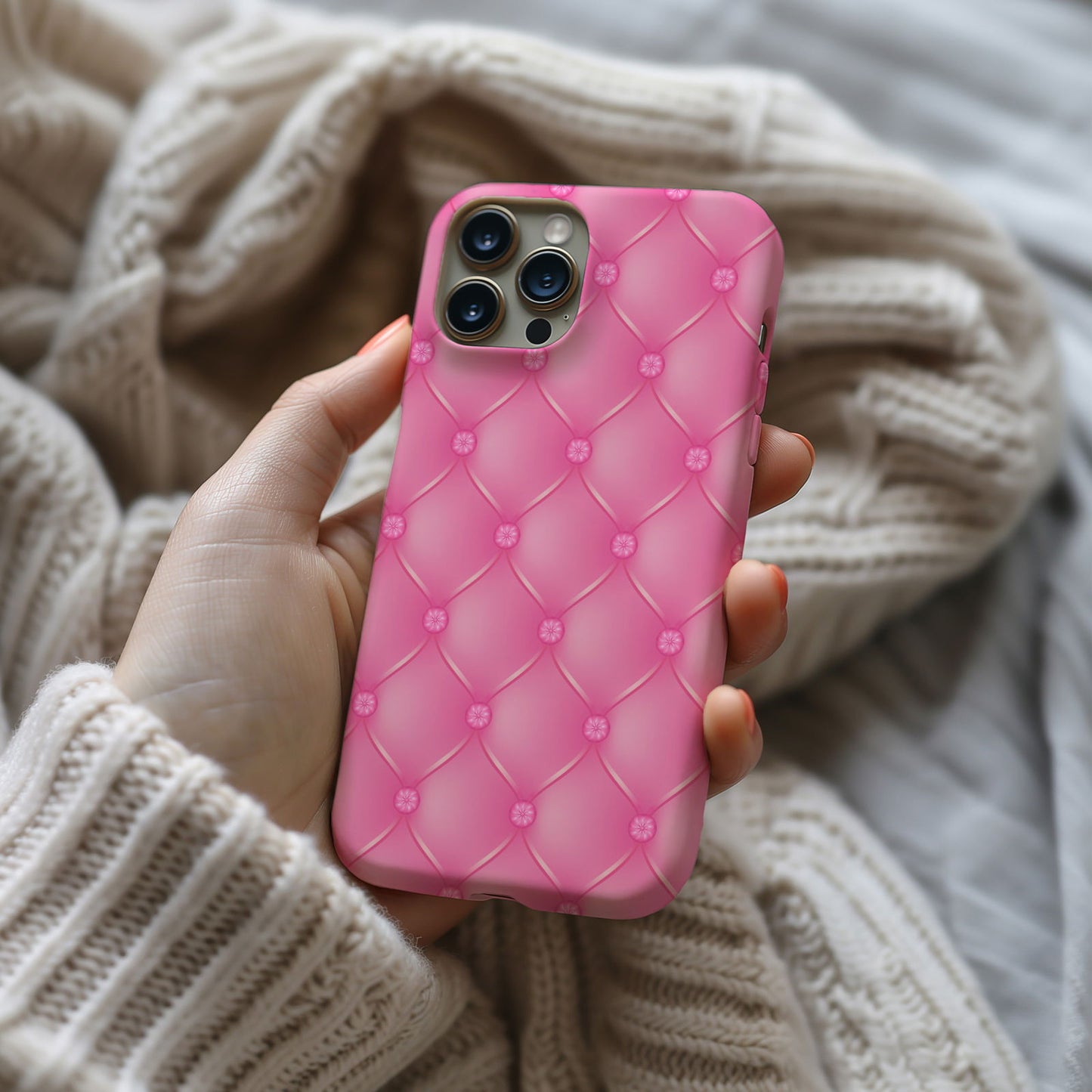 Pink Quilted Leather Magsafe iPhone Case - Techy Treasures -