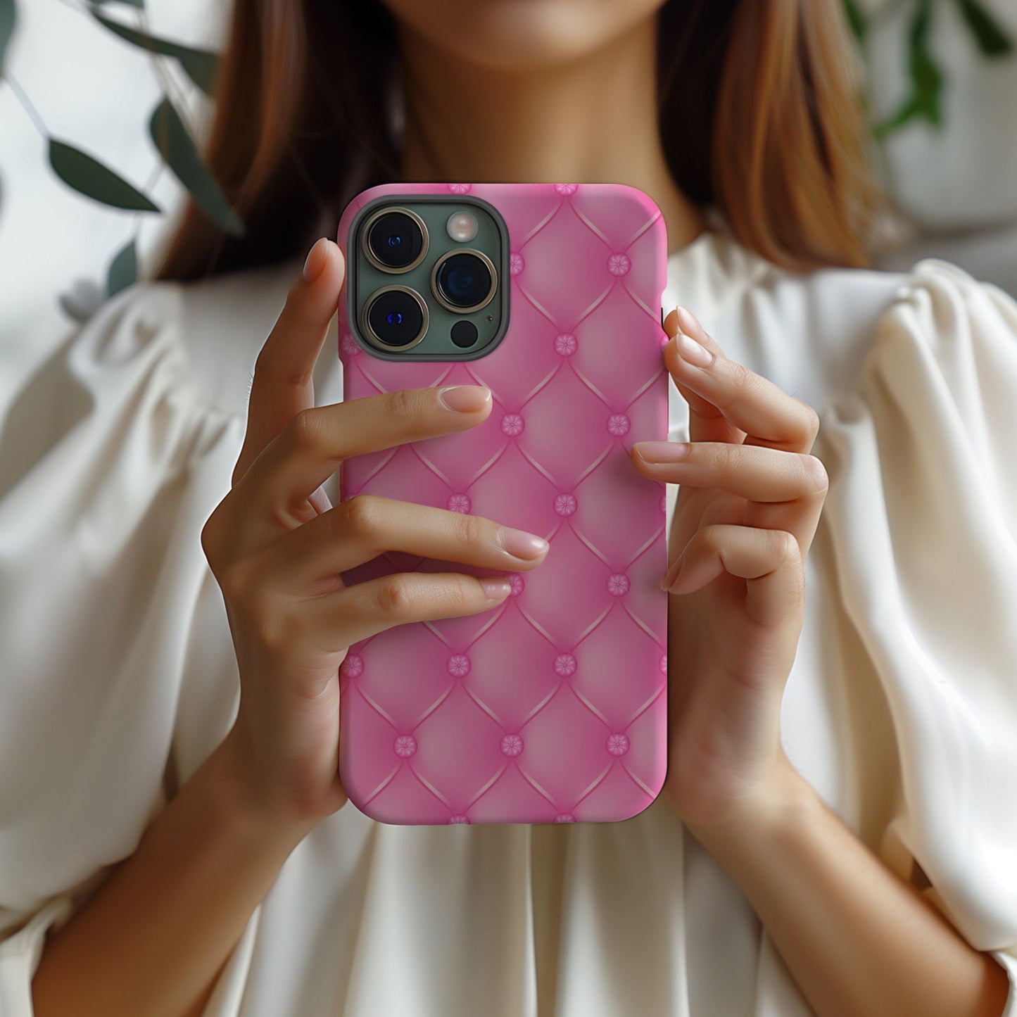 Pink Quilted Leather Magsafe iPhone Case - Techy Treasures -