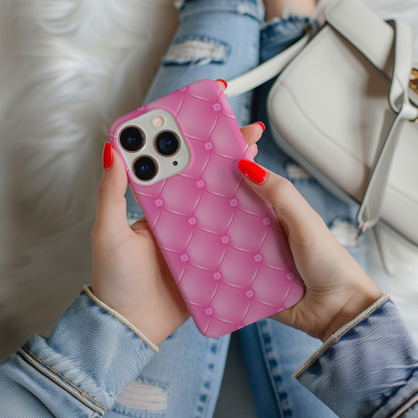 Pink Quilted Leather Magsafe iPhone Case - Techy Treasures -