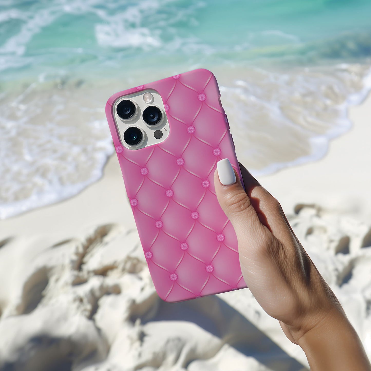 Pink Quilted Leather Magsafe iPhone Case - Techy Treasures -