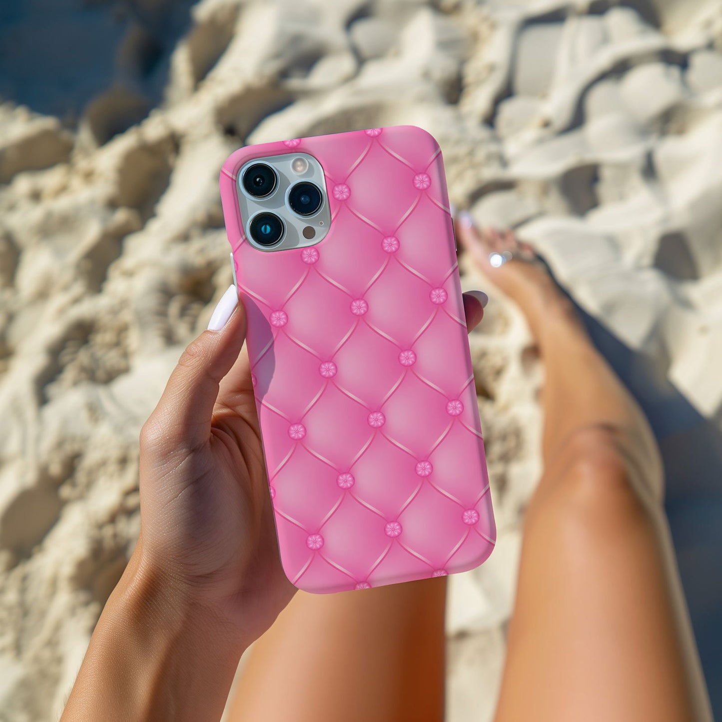 Pink Quilted Leather Magsafe iPhone Case - Techy Treasures -