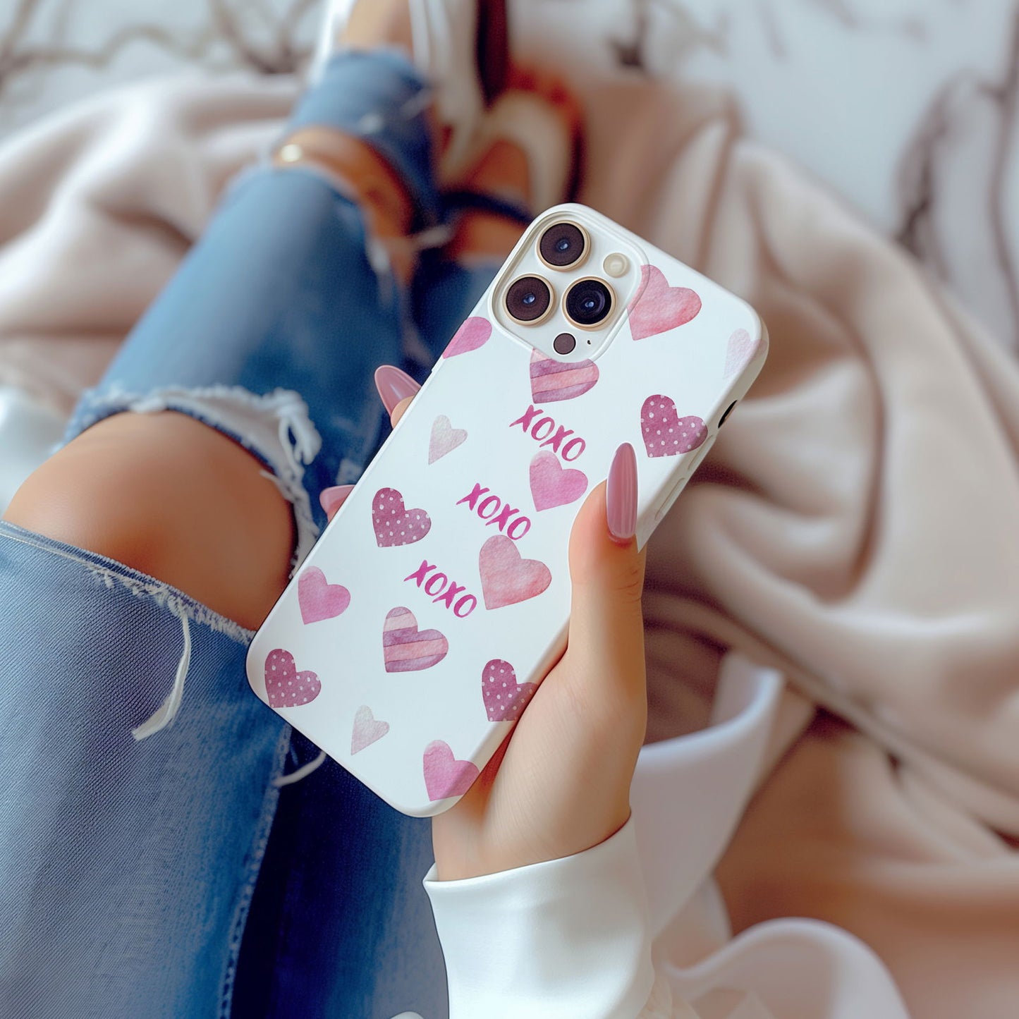 Pink XOXO Hearts Magsafe iPhone Case - Techy Treasures -