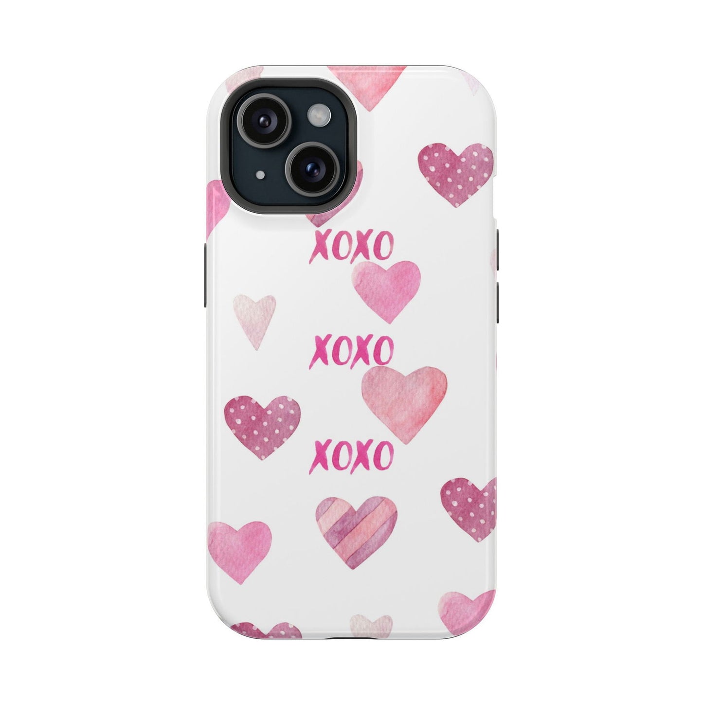 Pink XOXO Hearts Magsafe iPhone Case - Techy Treasures - Mobile Phone Cases