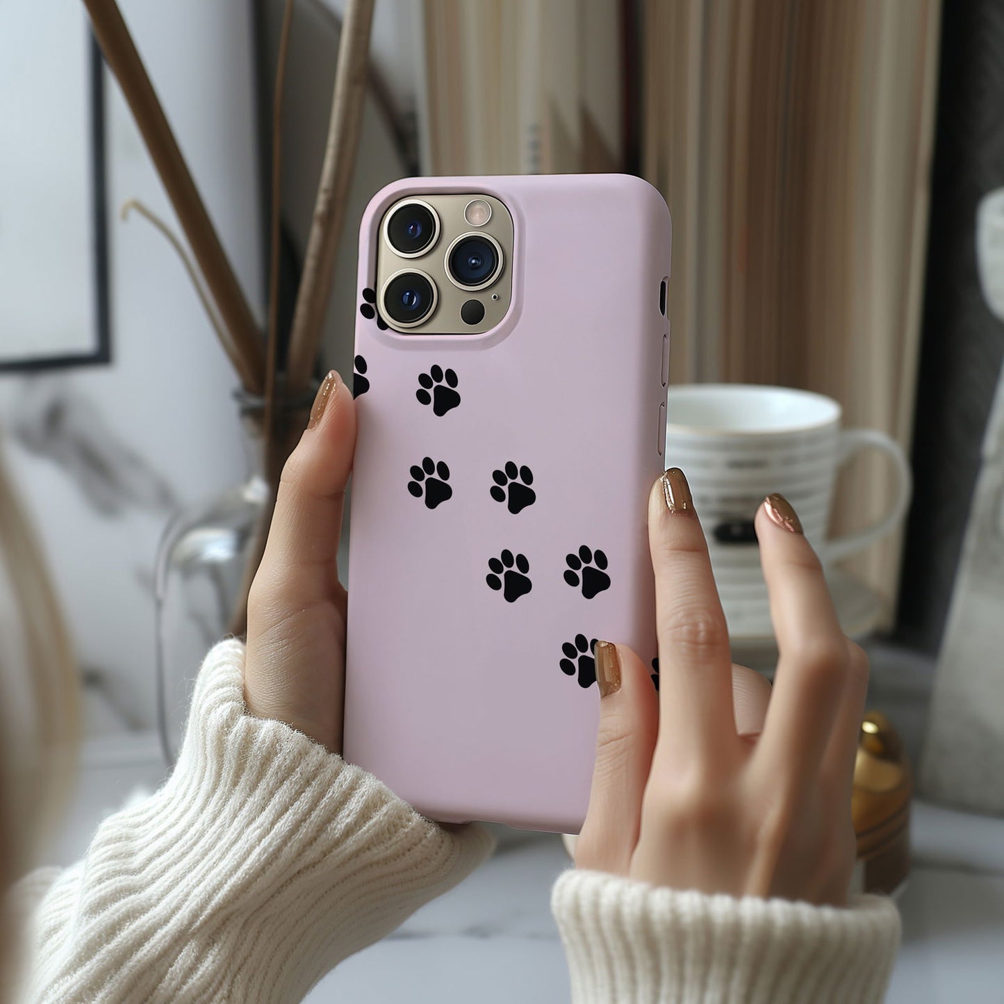 Pink and Black Cat Paw Prints Magsafe iPhone Case - Techy Treasures -