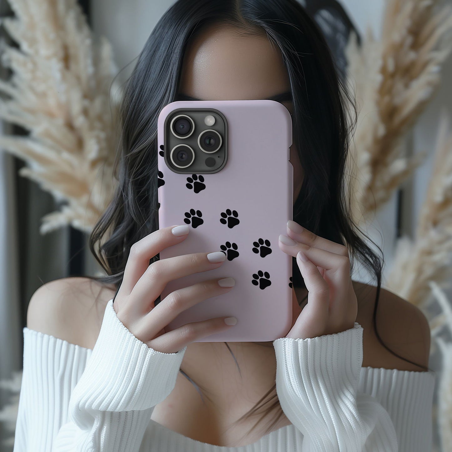 Pink and Black Cat Paw Prints Magsafe iPhone Case - Techy Treasures -