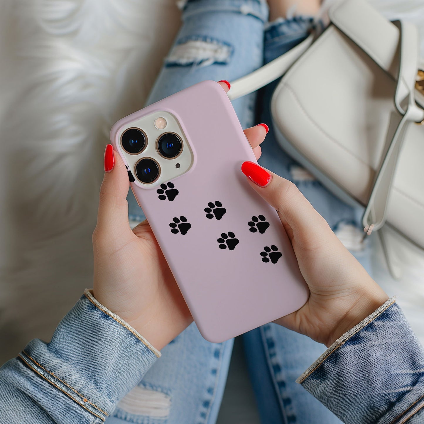 Pink and Black Cat Paw Prints Magsafe iPhone Case - Techy Treasures -