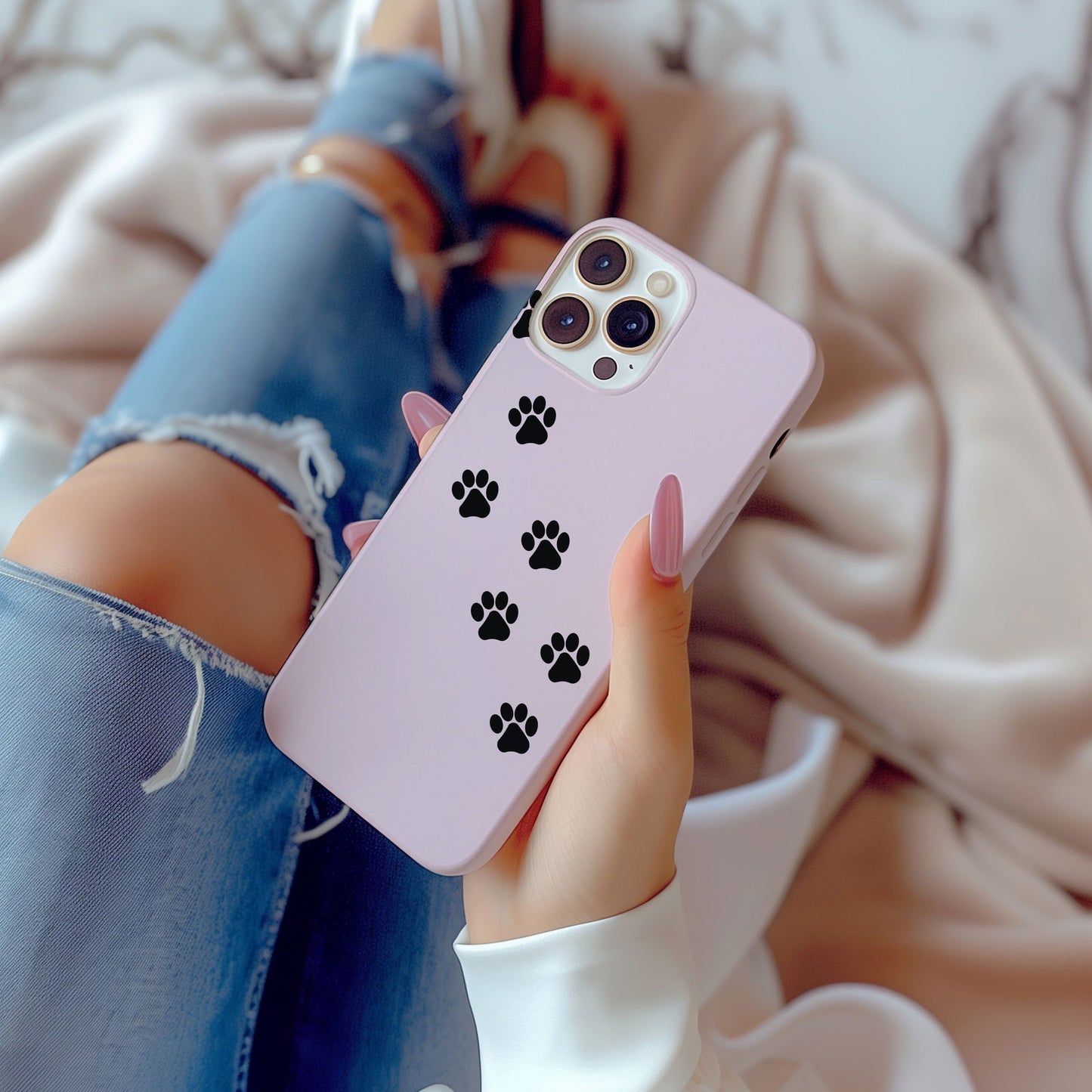 Pink and Black Cat Paw Prints Magsafe iPhone Case - Techy Treasures -